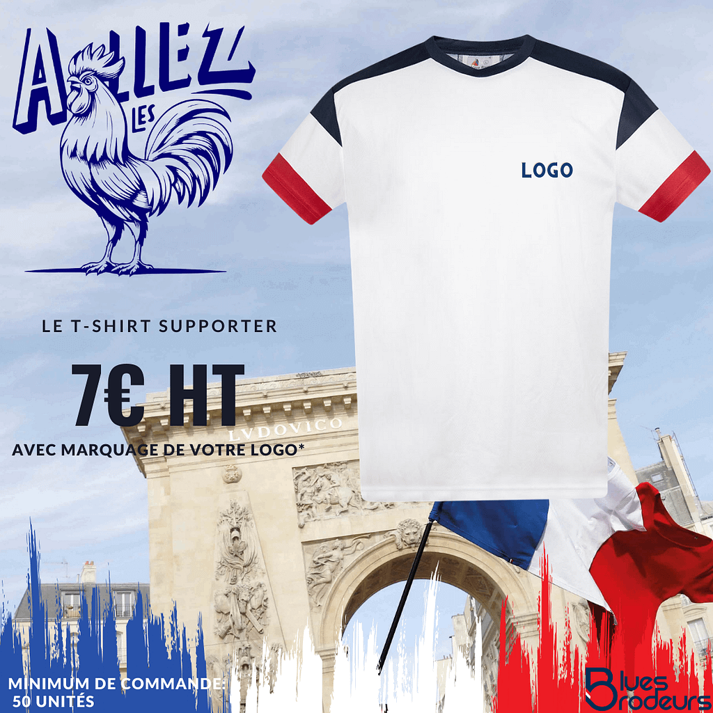 T SHIRT TRICOLORE + LOGO